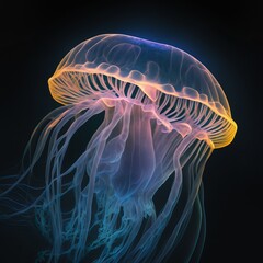 glowing jellyfish chrysaora pacifica underwater Generative AI