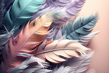 pastel color feather abstract background Generative AI