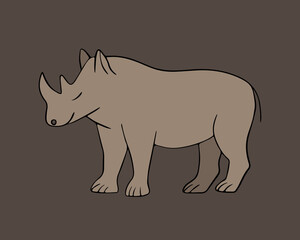 Vector isolated illustration of a rhinoceros with outline.