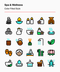 Customizable set of spa and wellness icons. Perfect for apps and websites interfaces, businesses, marketing, product or service catalogs, etc