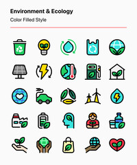 Customizable set of environment and ecology icons. Perfect for apps, websites, products, marketing, campaign, presentations, graphic design, and other projects
