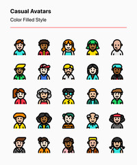 Customizable avatars of people in different clothings, races, hairstyles, and professions. Perfect for apps and websites interfaces, social media, digital products, marketing, presentations, etc