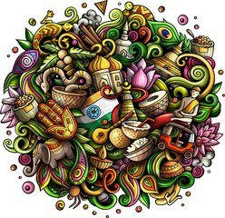 India detailed cartoon illustration