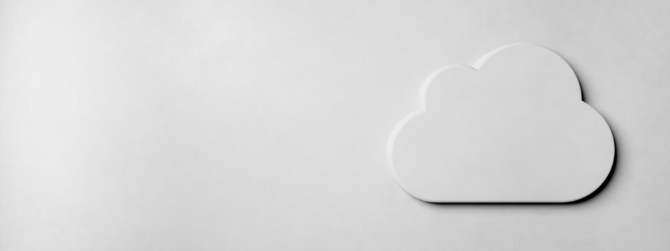 Cloud storage symbol of cloud located on blue background with copy space. Big data concept. 3d Rendering
