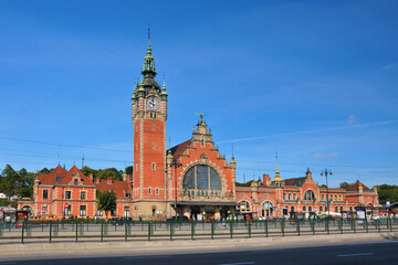 Fototapeta na wymiar The main railway station in Gdansk, Pomeranian Voivodeship, Poland.