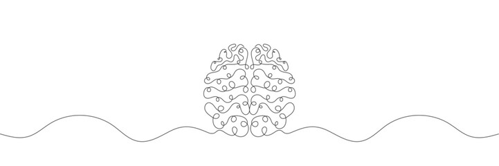 Human brain, continuous line drawing concept isolated background on white. Vector illustration