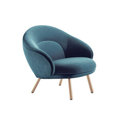 Naklejka na ściany i meble 3d rendering of an Isolated blue velvet modern chair 