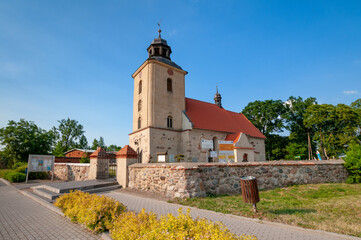 Fototapeta na wymiar The Gothic-Baroque Church of St. Catherine of Alexandria in Nawra, Kuyavian-Pomeranian Voivodeship, Poland