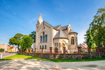 Neo-Romanesque Church of the Holy Apostles Peter and Paul in Ptaszkowo, Greater Poland Voivodeship, Poland