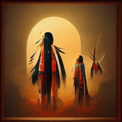colorful Native American inspired Cultural Art, ai generated, digital painting