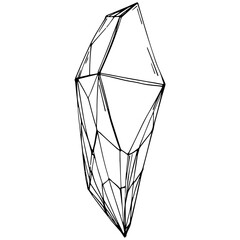 Cristal vector illustration. Abstract modern geometric objects with diamond shapes, crystals. Black and white hand draw.