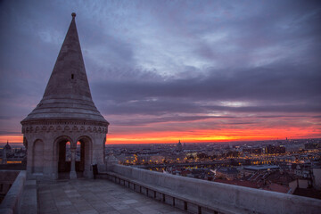 sunset over the city