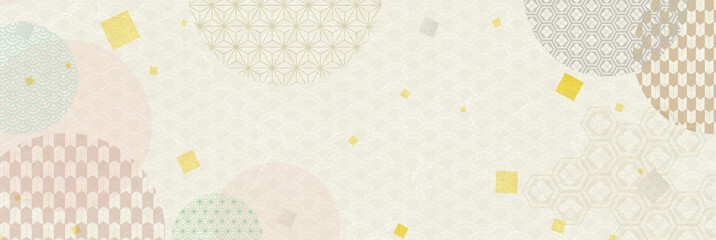 伝統の和紙に和柄模様　ひな祭りのバナー素材