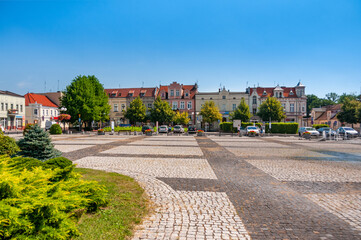 Market square in Oborniki, Greater Poland Voivodeship, Poland