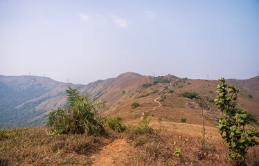 beautiful view of Western ghats mountain range seen from Devarmane Peak, Karnataka, India.