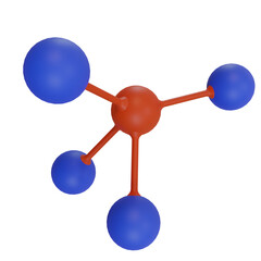 3d render illustration of a molecule in blue and red