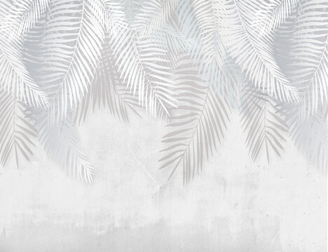 Grey tropical leaves texture wallpaper © Тема Залик
