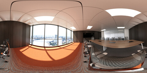 3d illustration spherical 360 degrees, a panorama of the room and interior design. office (3D rendering)	
