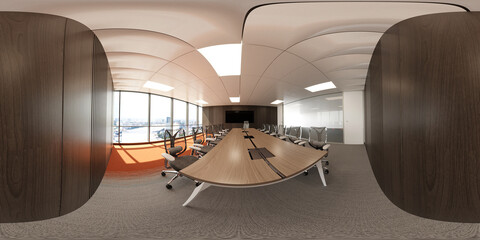 3d illustration spherical 360 degrees, a panorama of the room and interior design. office (3D rendering)	
