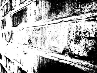 Fototapeta premium Texture of an old brick wall, black and white vector grunge background. UHD 4K wallpaper. For screen, desktop, website design, overlay, stencil, banner, stylization and polygraph