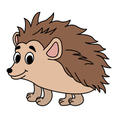 Cute Cartoon Hedgehog. Vector Illustration Forest Funny Hedgehog
