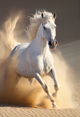 Obraz na płótnie Canvas White horse running Generative AI