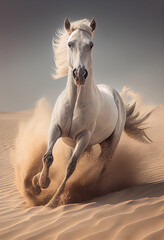 Obraz na płótnie Canvas Horse running in the desert Generative AI