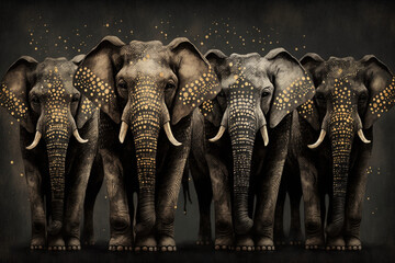 Fototapeta na wymiar Wile Collection · Luxurious Watercolor Elephant Illustrations