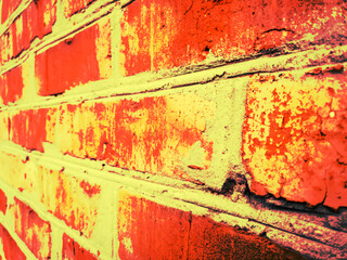 Vector orange and yellow grunge background, gradient red dark texture of an old red-hot brick wall. UHD 4K wallpaper. For screen, desktop, website design, overlay, stencil, banner, stylization