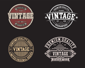 Obraz premium Vintage original typography set. Retro print for t-shirt design. Graphics for authentic apparel. Collection of tee shirt badge. Vector illustration.