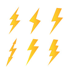 Lightning. Set Lightning bolt. Thunderbolt, lightning strike. flat style vector illustration. Vector