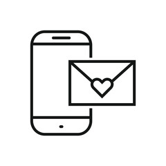 Editable Of Send Love Message Icon,  Line Art Icon Using For Presentation, Website And Application