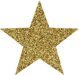 gold glitter star, png with transparent background