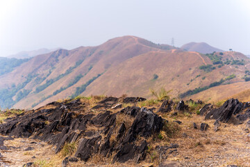 beautiful view of Western ghats mountain range seen from Devarmane Peak, Karnataka, India.