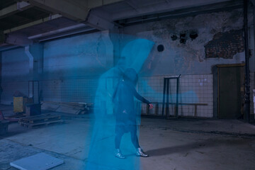 Dancing with a Ghost in the darkindustrial building