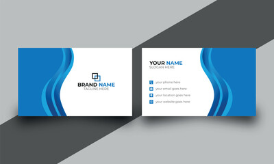 blue and white modern organic business card design.