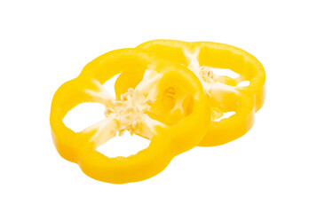 pieces of sliced yellow peppers  isolated on transparent png