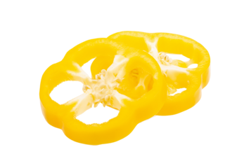 pieces of sliced yellow peppers  isolated on transparent png