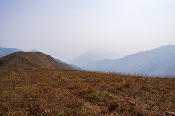 beautiful view of Western ghats mountain range seen from Devarmane Peak, Karnataka, India.
