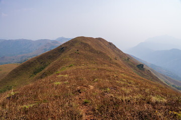 beautiful view of Western ghats mountain range seen from Devarmane Peak, Karnataka, India.