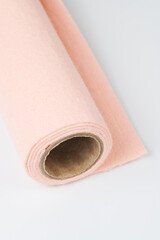 Soft Felt Textile Material Tender Peach Colors, Colorful Texture Fabric Roll Closeup