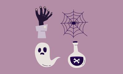 Halloween Design Elements Flat Doodle