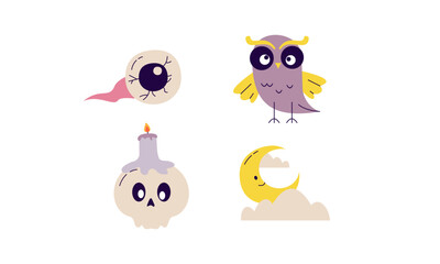 Halloween Design Elements Flat Doodle