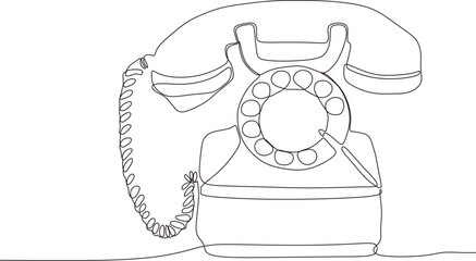 Home phone continuous line drawing. One line art of home appliances, telephone communication, vintage home telephone, retro style, telephone receiver. vector illustration © Suryati