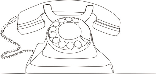 Home phone continuous line drawing. One line art of home appliances, telephone communication, vintage home telephone, retro style, telephone receiver. vector illustration © Suryati