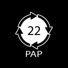 Paper recycling symbol PAP 22. Vector illustration.