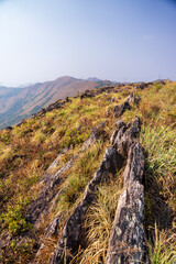 beautiful view of Western ghats mountain range seen from Devarmane Peak, Karnataka, India.