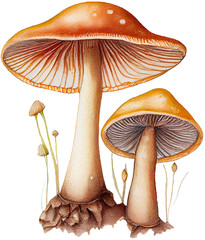 mushroom color pencil drawing isolated