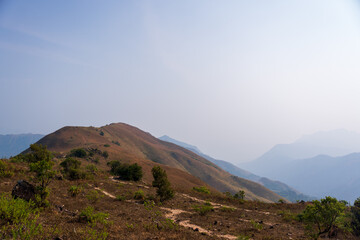 beautiful view of Western ghats mountain range seen from Devarmane Peak, Karnataka, India.