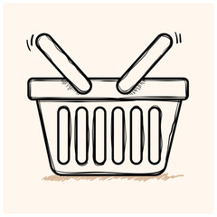 doodle shopping basket with background